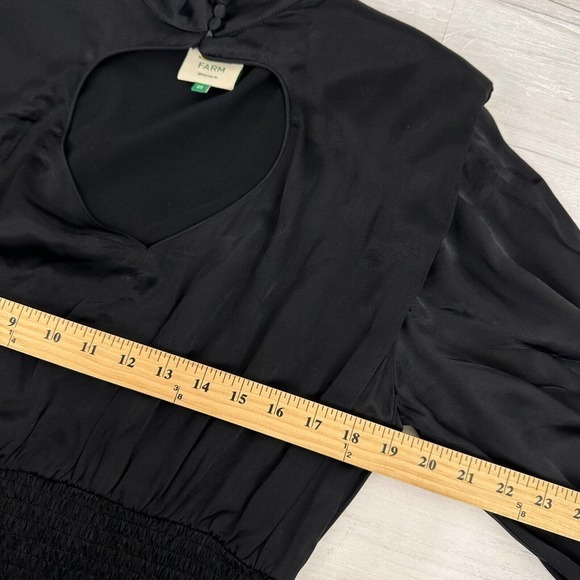 Farm Rio Heart Neckline Mini Dress Size XS Black Ruffle Mock Neck Valentines - Picture 14 of 16
